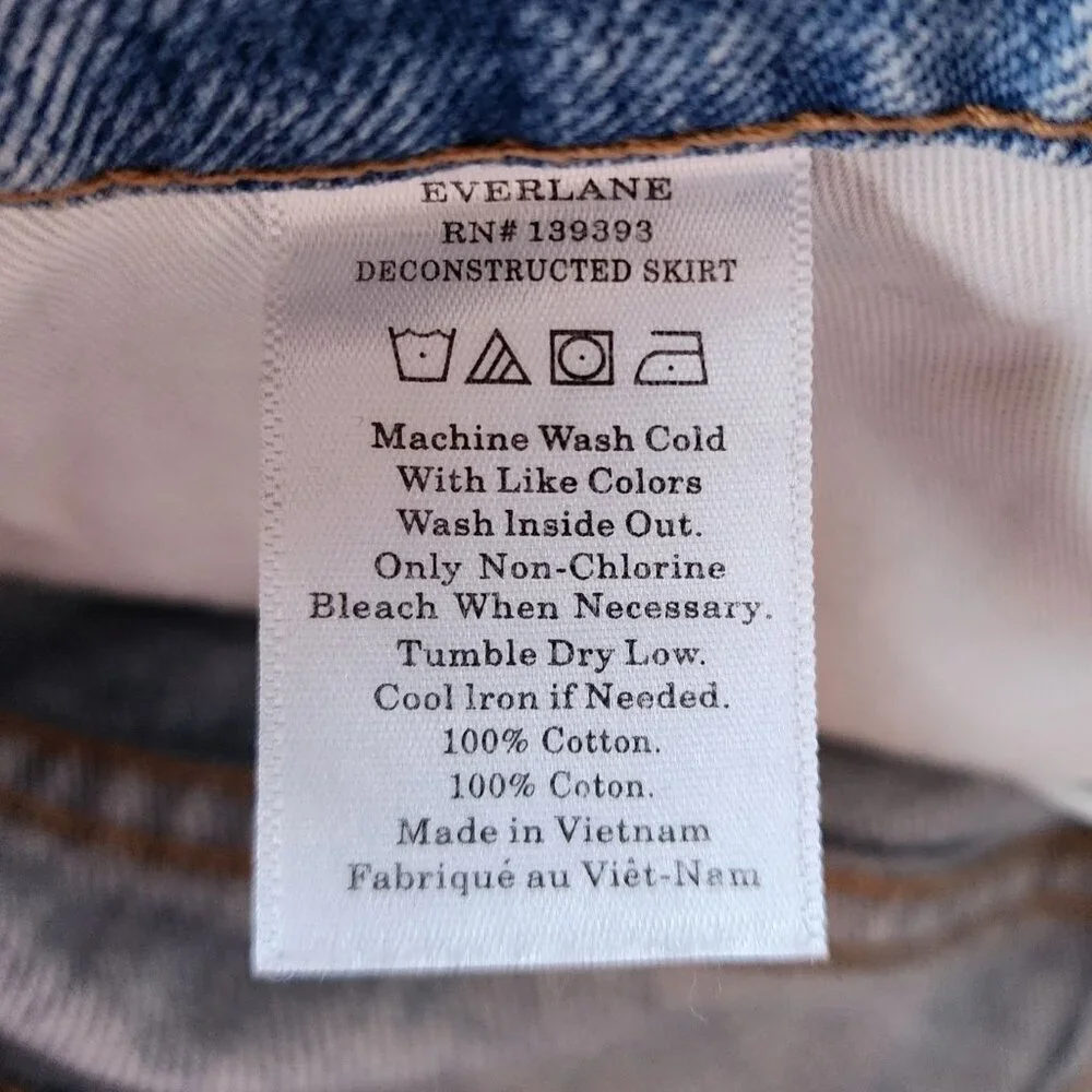 Everlane The Denim Reconstructed Skirt Distressed Raw Hem Jean Skirt Womens 27
